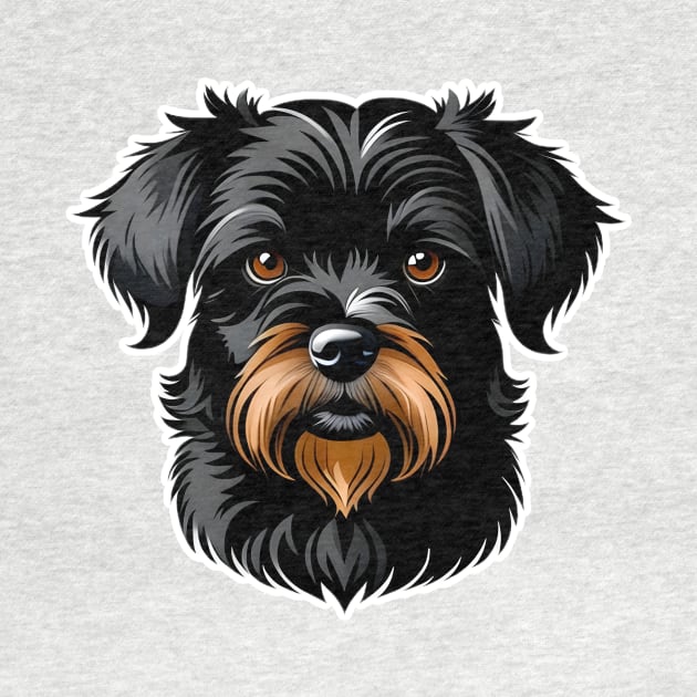 Head Affenpinscher dog pet portrait cartoon vector illustration by art poo